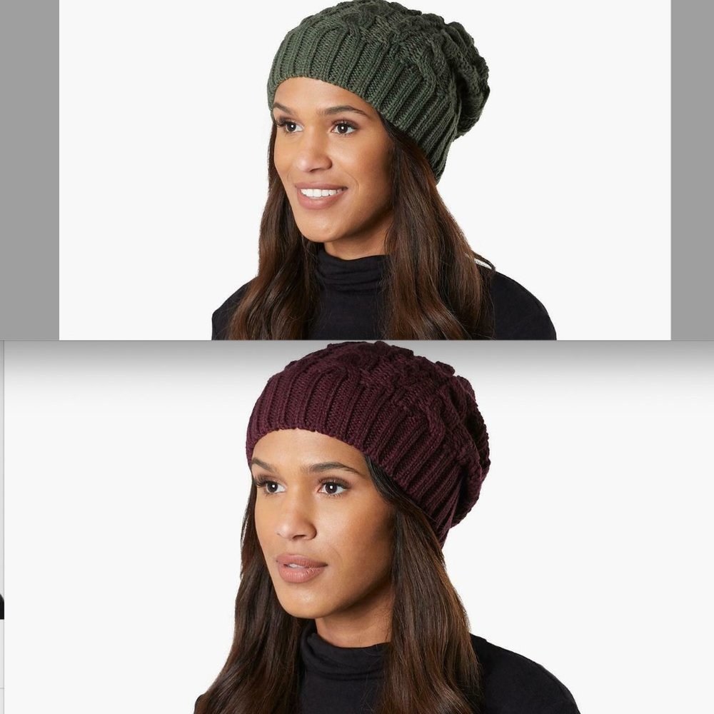NWT! Set of 2 Knit Winter Slouchy Beanie Hats
